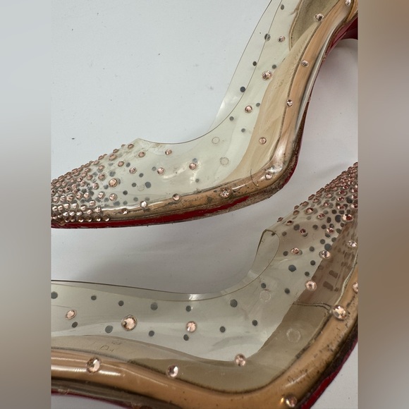Christian Louboutin Heels 38 US 7.5 Rhinestone Pumps Brown Patent - Picture 4 of 8